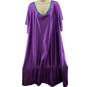 Vintage Purple Satin Kaftan Patio Dress Womens Plus Size 3X